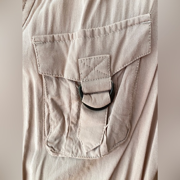 Divided H&M Cargo Button Up Shirt Beige Size 36 - Picture 12 of 13